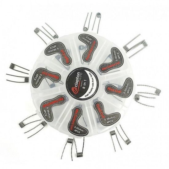 Clapton Wire 8 in 1 Vorgefertigte Atomizer Coils (33 Stück) Clapton Wire 8 in 1 Vorgefertigte Atomizer Coils (33 Stück)